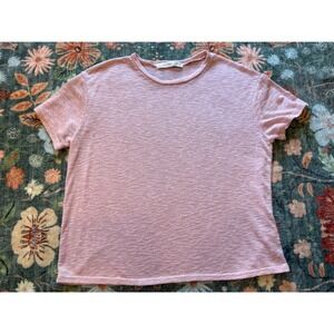 Altar'd State Womens Pink Slub Knit Short Sleeve T-Shirt Crew Neck A3283K826JD S